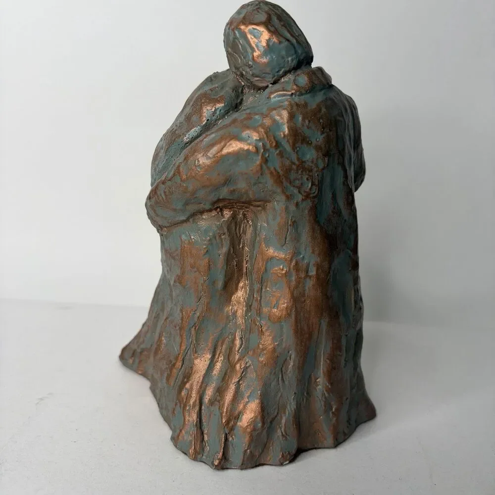Metal Sculpture Figure Embracing Mother Father Baby 7